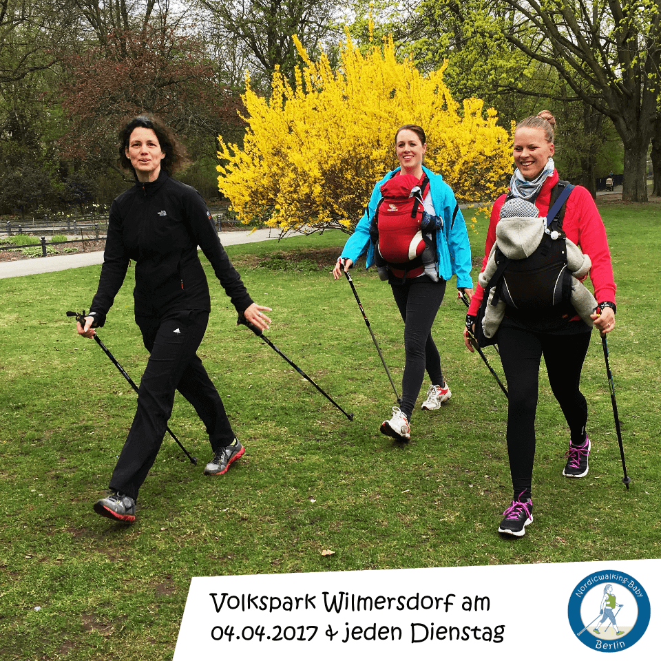 Nordic Walking mit Baby Fitness Sport für junge Mütter in Berlin